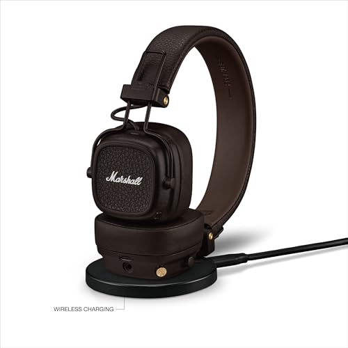 Marshall Major V Wireless On-Ear Bluetooth Headphones - 100+ Hr Playtime | Detachable Audio Cable | Microphone for Calls | Lightweight, Foldable Design for Travel - Brown - color: Brown