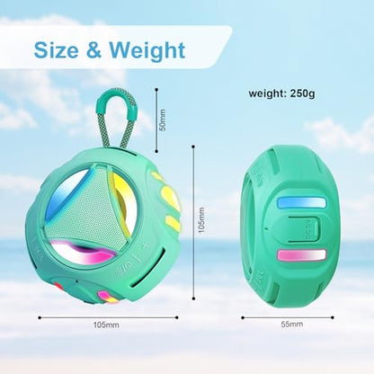 Portable Bluetooth Speaker, IPX7 Waterproof Shower Speaker, Wireless Outdoor Speakers, Floating, Built-in Mic, 24H Playtime with LED Lights, Loud HD Sound, Powerful Bass, Gifts for Unisex - Sky Blue - color: Sky Blue