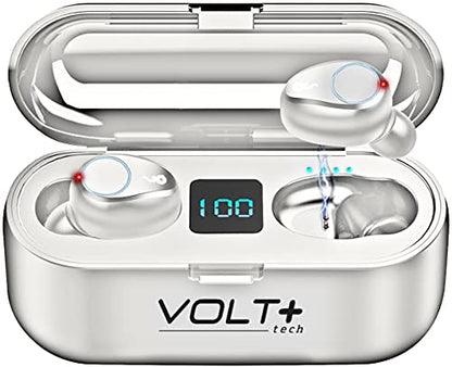Wireless V5.3 Bluetooth Earbuds Compatible with Samsung Galaxy A32 5G and 2,000Mah PowerBank LED Display, Mic 8D Bass IPX7 Waterproof/Sweatproof - color: WHITE + POWERBANK