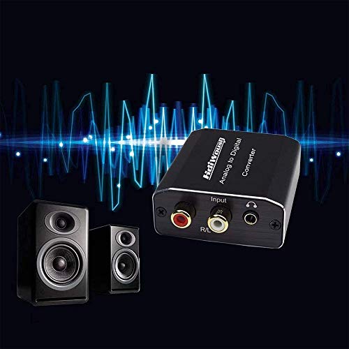 Analog to Digital Audio Converter, Hdiwousp RCA R/L or 3.5mm Jack AUX to Digital Coaxial Toslink Optical SPDIF Audio Adapter for PS4 Xbox HDTV DVD Headphone (Aluminum)