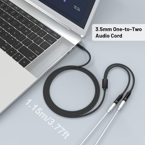 3.5mm Headphone Splitter Cord, 2 Female to 1 Male AUX Audio Y Cable, Dual Headphone Adapter for PS5, PS4, Switch, MacBook, iPad, Laptop, PC, Phone, 4FT