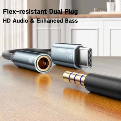 Wired Earbud with ENC Noise-canceling Mic Deep bass Dual-unit Headphones | Noise Cancellation Hi-Fi Earbuds Wired Immersive Bass In Ear Earphones compatible with iPhone 15 16 17 Pro Max Air Android