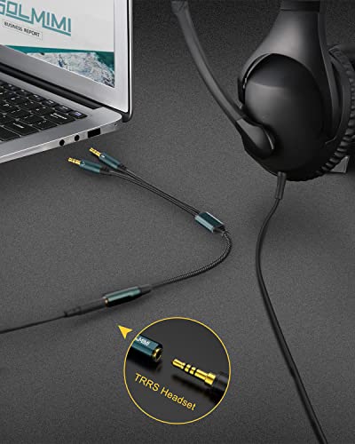 Headphone Splitter Adapter for PC, 3.5mm CITA TRRS Female to 2 TRS Male Headphone Audio Mic Jack Y Splitter Cable for Gaming Headset to Dual-Jack PC, Laptop (Strong Nylon Braided) - 1 Ft - style: 1-to-2