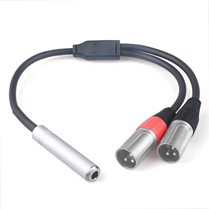 1/4 inch Female to Dual XLR Breakout Cable, 6.35mm TRS to 2 XLR Male Audio Converter, 1FT Y Splitter Cord Wire - color: XLR Male