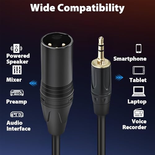 Cyberguys! 3.5mm to XLR Cable, 1/8 to XLR Male Audio Cord, TRS Jack, 6ft - size: 6ft