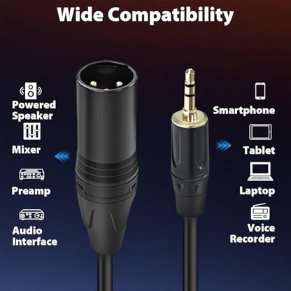 Cyberguys! 3.5mm to XLR Cable, 1/8 to XLR Male Audio Cord, TRS Jack, 6ft - size: 6ft