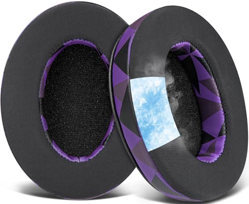 SOULWIT Earpads for ATH M50X/M40X, HyperX Cloud 2/3/Alpha, MDR-7506, Arctis 7/9/5/Nova 7/Pro Wired, G Pro X, Sennheiser HD280, Razer Kaira/Barracuda/Kraken Series, Turtle Beach Stealth,Cooling Gel-P B - color: Purple Black
