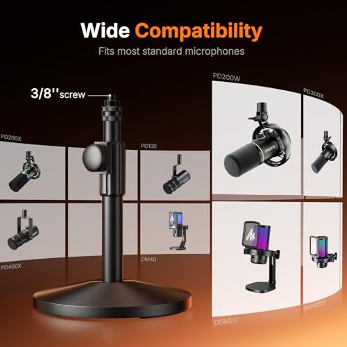 MAONO Desktop Mic Stand for PD200W/PD200X Microphone – Height Adjustable