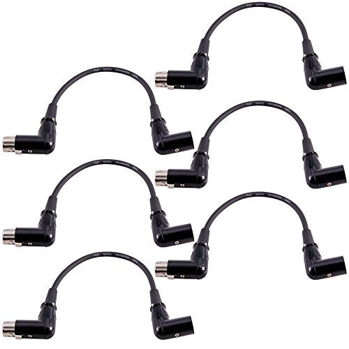 Seismic Audio Speakers Right Angle Patch Cables - XLR Male to XLR Female, 1 Foot, Pack of 6 - size: 1 Feet - 6 Pack