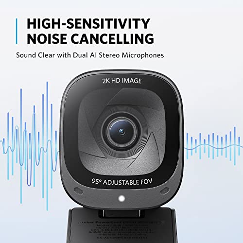 Anker PowerConf C200 2K Webcam for PC/Laptop/Mac, Low-Light Correction | Conference Microphone, 360° Voice Coverage, Smart Voice Enhancement, Powerful Sound, Desktop PC Speaker, Online Meetings