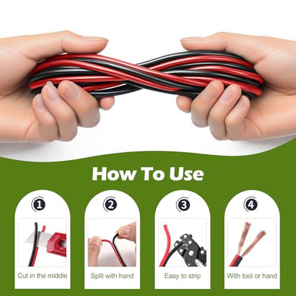 TYUMEN 12 Gauge Red Black Wire 50FT, 12/2 AWG Electrical Wire 12V/24V DC Cable, 12AWG 2 Conductor Flexible Copper Claded Aluminum Extension Cord for LED Ribbon Lamp Tape Lighting, in-Home, Autos Use - size: 50 Feet, style: 12/2 Gauge