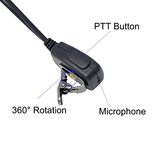 2 Pin D Shape Earpiece for Motorola Radios, Walkie Talkie Headset with Mic PTT, ONLY Compatible with CP200 GP2000 XU1100 PRO1150 MU12 Two Way Radio, Pack of 2