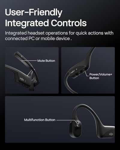 OpenComm2 2025 Upgrade-Open-Ear Bone Conduction Headphones, Wireless Bluetooth Headset with Noise Canceling Mic & Mute Button for Work Calls and Meetings (Renewed) - style: OpenComm2