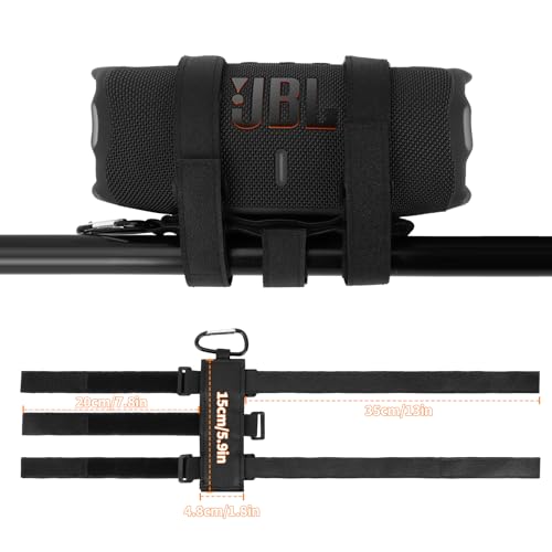 Portable Speaker Mount for Golf Cart Railing Bike or Boat, Waterproof Outdoor Adjustable Strap for Most Speakers (Black)