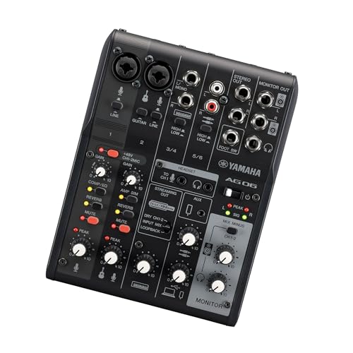 Yamaha AG06MK2 Black 6-Channel Live Streaming Loopback Mixer/USB Interface with Steinberg Software Suite | with LOOPBACK, DSP Effects, Cubase AI And WaveLab Cast - color: Black, style: AG06 MK2