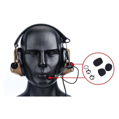 Tactical MIC Replacement Parts Microphone Windscreen Foam Cover Compatible with Peltor Comtac Headset Replaced Sponges