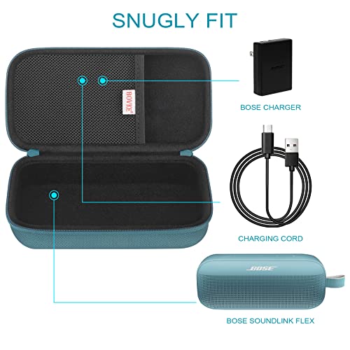BOVKE Hard Travel Speaker Case for Bose New SoundLink Flex Speaker (2nd Gen) / Bose SoundLink Flex Bluetooth Portable Speaker, Extra Mesh Pocket for Bose Speaker Charger, Charging Cables, Stone Blue - color: Stone Blue
