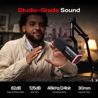 MAONO PD100W Wireless Microphone for iPhone, Android Phone,PC,Desktop Mic with USB-C/Lightning Receiver for Content Creator Recording,Podcasting,Gaming Streaming