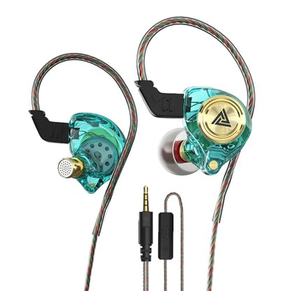 Wired Gaming Earbuds, Ak3file in Ear Monitors, Deep Bass Sound Wired Earbuds, HiFi in Ear Headphones with 1DD 10mm Dynamic Driver, IEM for Music Gaming Video Calling (Green) - color: Green