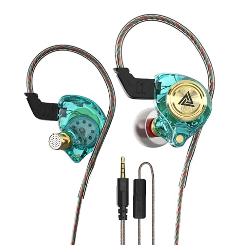 Wired Gaming Earbuds, Ak3file in Ear Monitors, Deep Bass Sound Wired Earbuds, HiFi in Ear Headphones with 1DD 10mm Dynamic Driver, IEM for Music Gaming Video Calling (Green) - color: Green