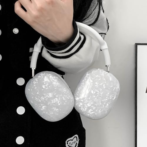 for Cute Glitter Airpods Max Case with Cleaner Kit, Anti-Scratch Shell Pattern Ear Pad Case Cover/Ear Cups Cover/Headband Cover for AirPods Max Cover Protective Skin Girl Women White - color: White