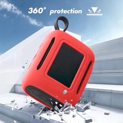 Silicone Cover Case for JBL Go 5 Bluetooth Speaker, Portable Speaker Travel Case Protective Cover Sleeve with Carabiner for JBL Go 5, Dustproof, Shockproof and Scratch-resistant (Red) - color: Red