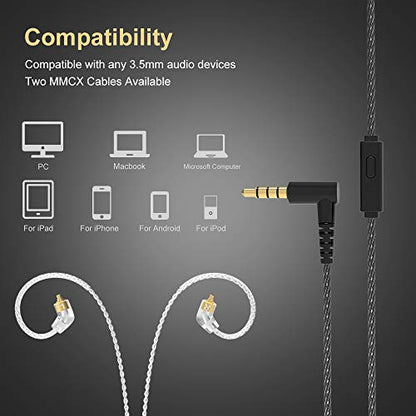 BASN Metalen 4 Drivers in-Ear Monitor Headphones, Wired Earbuds, Gray | 2BA+2DD Musicians Noise Isolating IEMs with Deep Bass, Two Detachable MMCX Cables with Case for Singers,Drummers,Bassists - color: Gray