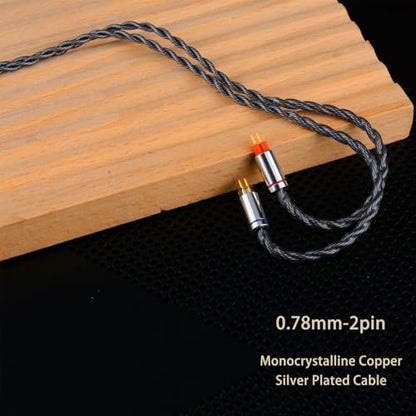 HiFi Earphone Audio Upgrade Cable,8N Silver Plated Headphone Cords,1.3m in Ear Monitor IEM Cord Compatible with KZ ZS10 AS10 AS16 for Audiophile Musician 3.5mm w/mic(0.78mm 2Pin 4.2ft) - size: 3.5mm Plug w/mic