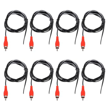 MECCANIXITY 8pcs 5ft RCA Audio Subwoofer Cable, 1 RCA Male Plug to Bare Wire Open End Audio Video Speaker Cable for Amplifier Home Theater, Red