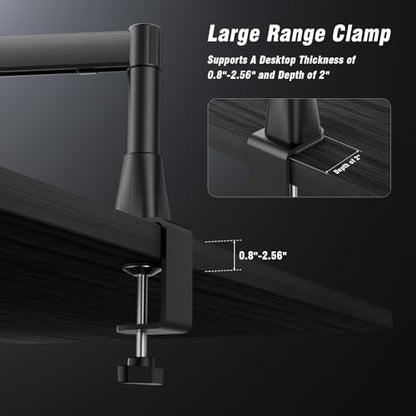 BASN Low Profile Microphone Boom Arm Stand with Desk Clamp - Rotatable & Storable Design, Cable Management Channel, 3/8" to 5/8" Thread Adapter for Podcast, Gaming, Streaming, Vocal Recording
