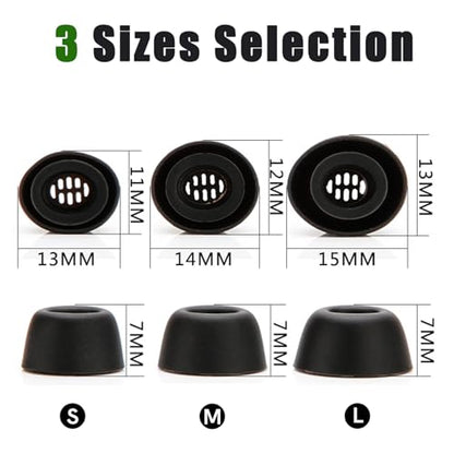 Silicone Ear Tips for Google Pixel Buds Pro2, L/M/S Replacement Earbud Tips | Noise Isolating, Secure Fit, 3 Pairs, Fits Charging Case - color: Black-Silicone