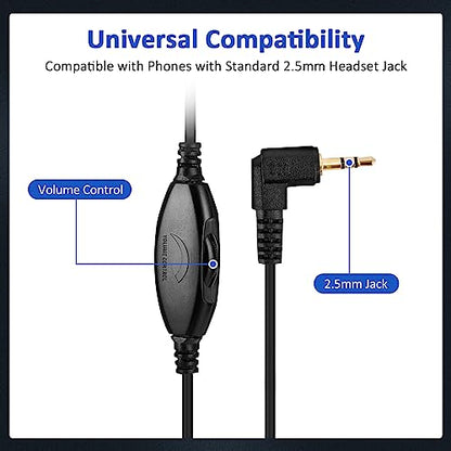 AGPTEK® Telephone Headset 2.5MM Jack with Microphone Noise Canceling | Wired 6FT, for Call Center, Binaural Headset, with Boom-Style Mic for Most Cordless Phones