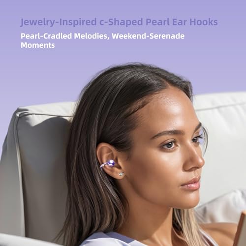 M97 Clip On Earbuds Wireless Bluetooth 6.0, Open Ear Headphones with 50H Battery 10-Min Quick Charge, Featherlight C-Shaped Hook, Secure Fit for Running/Gym, IPX5 Waterproof, Deep Bass(purple) - color: Purple
