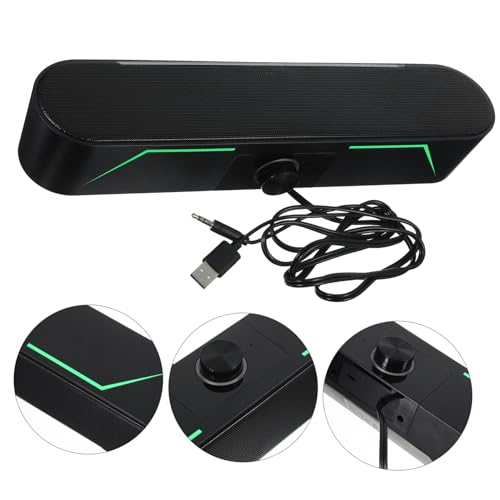 TEHAUX Sound Bar Speaker for Desktop Wired Gaming Soundbar RGB Lighting USB Powered Stereo Sound System Tablets