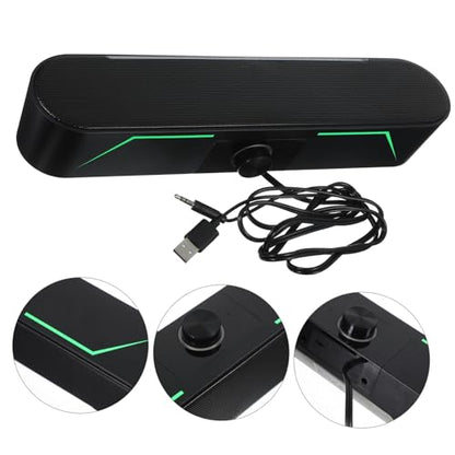 TEHAUX Sound Bar Speaker for Desktop Wired Gaming Soundbar RGB Lighting USB Powered Stereo Sound System Tablets
