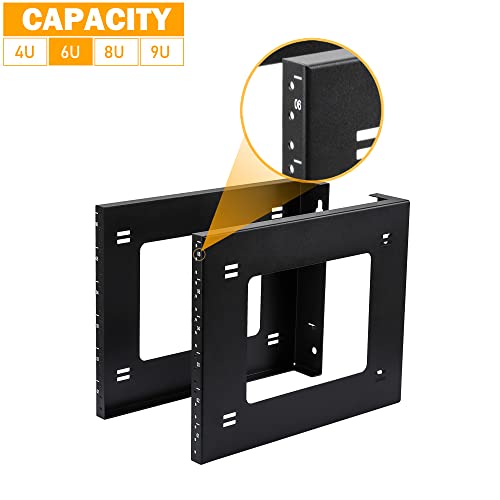 RIVECO 6U Open Frame Rack Wall Mount & Desktop Mount, No Assembly Required Server Rack for Network Equipment & Data AV HiFi Stereo Gaming Electronics Shelf - size: 6U