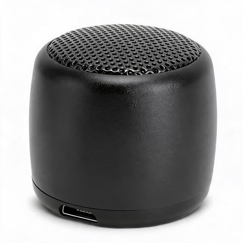 Mini BT Speaker, Portable Wireless with Heavy Subwoofer | Aluminum Alloy Body, USB Rechargeable, Built-in 200mAh Battery, with Lanyard for Outdoor Travel - color: Black