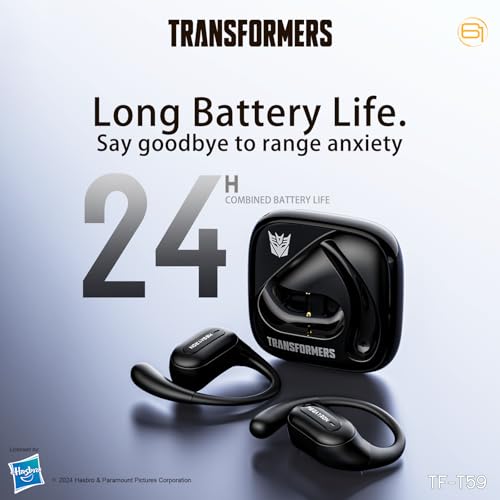 Transformers Earbuds T59, Bluetooth 5.4 Wireless Gaming Earbuds with Mic, Ear Hook Sport Earbuds, Low Latency, 13mm Drivers, IPX5 Waterproof, 24H Playtime (Megatron Black) - color: Megatron Black