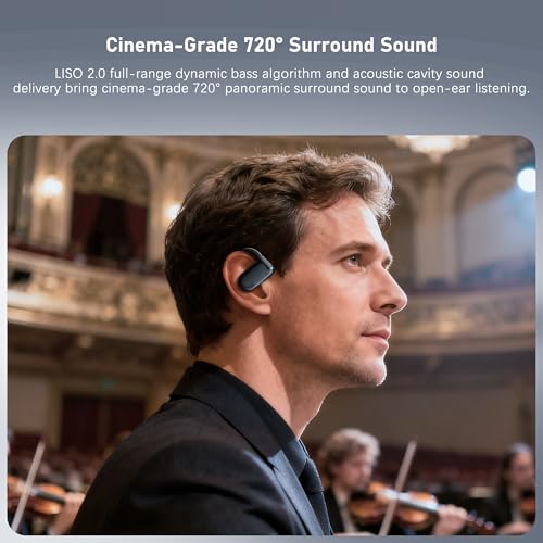 Wireless Earbuds, Open-Ear Sports Bluetooth Headphones, Acoustic Chamber Audio, ANC Call Noise Reduction, Smart Digital Display Charging Case, IPX5 Water Resistant, for Cycling Work - color: Black