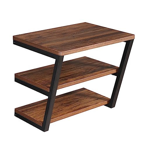 LUCKUP Floating Wall Shelves Wall Mounted Projector Shelf Wood AVMedia Stand with 3 Shelves, Entertainment Center with Strengthened Metal Steel Frame - size: 3-Tier without Cable-Friendly Edge