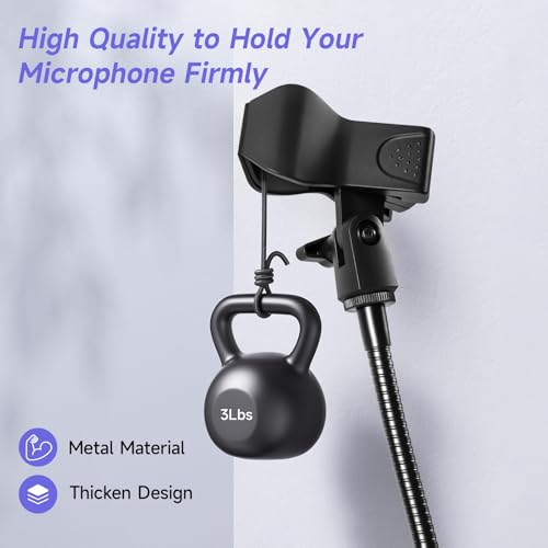 Gooseneck Microphone Stand, Flexible Adjustable Mic Arm with Desk Clamp, 360° Rotatable Desk Mount Mic Holder with Cable Ties & 3/8'' to 5/8'' Adapter for Podcast, Streaming, Gaming