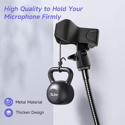 Gooseneck Microphone Stand, Flexible Adjustable Mic Arm with Desk Clamp, 360° Rotatable Desk Mount Mic Holder with Cable Ties & 3/8'' to 5/8'' Adapter for Podcast, Streaming, Gaming