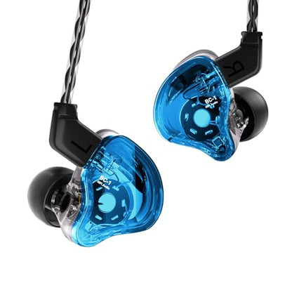 CCZ 멜로디 유선 이어버드 이어폰, hifi 1DD 1BA 드라이버 인이어 헤드폰, 선명하고 깨끗한 사운드의 인이어 모니터, 가수 뮤지션 드러머 스튜디오용 iem 유선 이어버드 (블루, 마이크 없음) - color: 블루., size: 마이크 없음, style: 마이크 없음