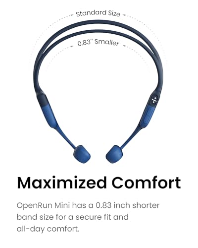 SHOKZ OpenRun Mini Bone Conduction Open-Ear Bluetooth Headphones, Blue | Bundle with Sweat Headband；Open ear comfort; Lightweight & Secure fit; IP67 water resistance; 8H battery; Running/Cycling - color: Blue, size: Mini Size+Magnetic Charging