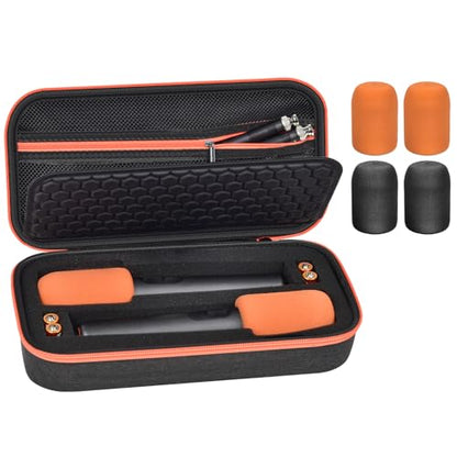 ANKHOH Wireless Microphone Case for JBL Wireless Two Microphone System | Dual Microphone Slots, 2 Foam Covers, Receiver & Cable Storage, Hard Shell, Case Only, For Karaoke Parties & Events, Black - style: Simple