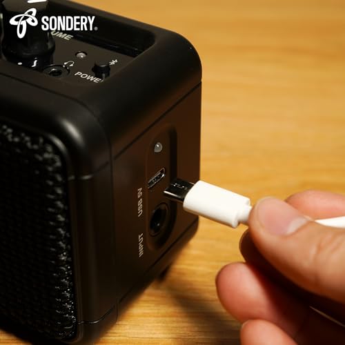 Sondery Portable Mini Guitar Amp,Rechargeable 5W Small Electric Amplifier | With Overdrive/Clean Effects and Bluetooth,Two Speakers,For Practice and Traveling,Black - color: Black