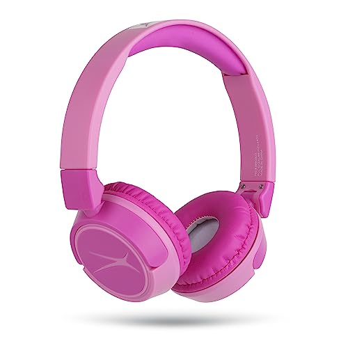 Altec Lansing Kid Safe 2-in-1 Wireless Bluetooth Headphones - Crystal Clear Sound, Safe Volume Limiting, Foldable Design - Enjoy Audio and Protect Your Child's Hearing (Princess Pink) - color: Princess Pink
