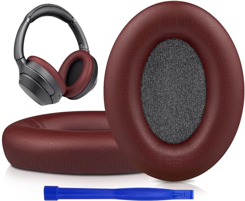 SOULWIT Professional Earpads Cushions Replacement for Sony WH-1000XM3 (WH1000XM3) Over-Ear Headphones, Ear Pads with Softer Protein Leather, Noise Isolation Memory Foam, Added Thickness (Burgundy) - color: Burgundy