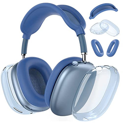 Silicone Case Cover for AirPods Max Headphones 2/1 (2026/2020) (Blue) - color: Clear Blue-T