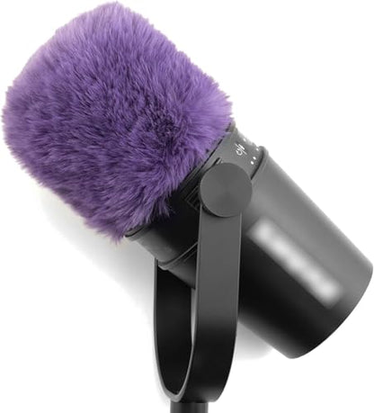 LEFXMOPHY Purple Windscreen for SHURE MV7 Microphone Furry Wind Muff Screen - color: PURPLE